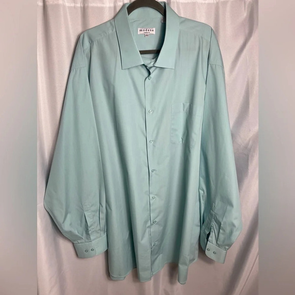 Modena Men’s Big and Tall Button Down Solid Long Sleeve Shirt Size 20 38/39 - Picture 1 of 5